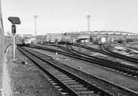 The west side of Eastfield MPD in March 1985, seen from a passing train.<br><br>[Bill Roberton 01/03/1985]