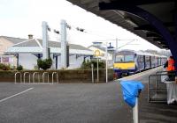 Approaching the platforms at Lanark from the main station entrance on 30 January 2014. The attractive building on platform 2 has had a recent makeover, including a change of livery. [See image 12994].<br><br>[John Furnevel 30/01/2014]