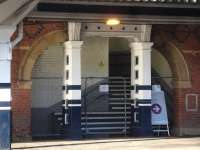 The closed off steps leading from the Leeds bound platform at Wakefield Westgate to the now redundant south end footbridge on 4 February. Just one of the changes resulting from the opening of the new station building and footbridge.<br><br>[David Pesterfield 04/02/2014]