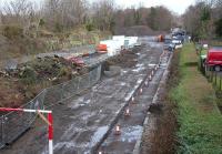 Progress at Glenesk an 8 February 2014. View is north along the trackbed towards Glenesk Junction in the background, with the site of Glenesk Colliery on the left of the picture.<br><br>[John Furnevel 08/02/2014]