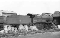 Class 2P 4-4-0 no 40596 in store on Corkerhill shed in 1961. The locomotive was cut up at Inverurie Works in October that year.<br><br>[David Stewart //1961]