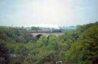 80004 crossing Busby Viaduct in July 1965 with an evening service to East Kilbride.<br><br>[G W Robin /07/1965]