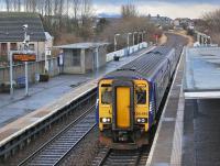 156494 enters Cowdenbeath with the 15.40 from Glenrothes with Thornton to Edinburgh on 12 February.<br><br>[Bill Roberton 12/02/2014]