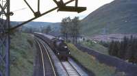 Jubilee 45698 <I>Mars</I> descends into Greskine cutting on 31 July 1965 with a Glasgow - Liverpool train. <br><br>[John Robin 31/07/1965]