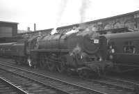 Britannia 70023 <I>Venus</I> bides its time on the centre road at Carlisle on 1 July 1967. The Pacific will shortly take over the 9.13am Dundee - Blackpool North.<br><br>[K A Gray 01/07/1967]