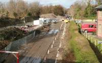 The Waverley trackbed looking north towards Glenesk Junction on 22 February. The deck of Glenesk Viaduct can be seen in the background just beyond the junction [see image 46409].<br><br>[John Furnevel 22/02/2014]