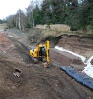 Excavation works on the Borders Railway just to the south of the Edinburgh city bypass on Saturday 22 February 2014. View north towards the bypass.<br><br>[Ewan Crawford 22/02/2014]