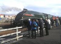 A4 60009 <I>Union of South Africa</I> providing brakevan rides for visitors to the NRM site at Shildon on 22 February, while her sister locomotives look on.<br><br>[John Yellowlees 22/02/2014]