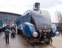 Star turn. <I>Mallard</I> amongst the exhibits in the yard at Shildon on 18 February 2014.<br><br>[Colin Alexander 18/02/2014]