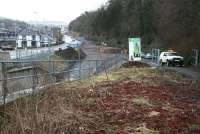 The view north from Station Brae on 26 February towards the Galashiels station site. Still raining...<br><br>[John Furnevel 26/02/2014]