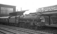 The 8.35am Glasgow St Enoch - London St Pancras prepares to leave Carlisle platform 4 on the first day of August 1964. Holbeck Jubilee 45626 <I>Seychelles</I> has just taken over the train for the next leg of the journey to Leeds.<br><br>[K A Gray 01/08/1964]