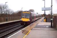 The 13.41 ex-Nottingham CrossCountry service, formed by 170117, arrives at a rather wet Tamworth High Level platform 4 on Valentines Day 2014. The train will continue forward from here as the 14.34 to Birmingham New Street.<br><br>[Ken Strachan 14/02/2014]