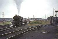 Jubilee 45588 <I>Kashmir</I> undertakes some shunting work alongside Carstairs shed on 24 July 1964. <br><br>[John Robin 24/07/1964]