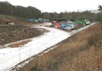 The station site at Tweedbank on 26 February 2014, looking south east towards Melrose.<br><br>[John Furnevel 26/02/2014]