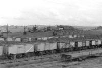 General view over Hurlford shed in the summer of 1960. Note the lineup of stored class 2P 4-4-0s centre right. Hurlford shed was officially closed in October 1966. <br><br>[David Stewart 28/08/1960]