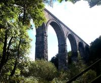 Lambley Viaduct from the banks of the South Tyne in September 2003. View is south east in the general direction of Alston.<br><br>[John Furnevel 22/09/2003]