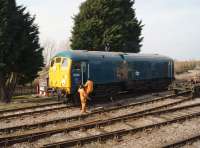 BR Sulzer Type 2 no 5081 resplendent in BR Blue livery at Toddington MPD on 8 March 2014. Built at Crewe in 1960, the locomotive was withdrawn by BR as 24081 in October 1980. [See image 18296]<br><br>[John McIntyre 08/03/2014]