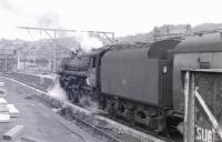 Standard class 5 no 73059 prepares to take a train for Glasgow Central out of Gourock in September 1966.<br><br>[Colin Miller /09/1966]