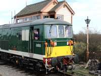 Class 73/0 E6003 <I>Sir Herbert Walker</I> running around its train at  Hayes Knoll on 15 March.<br><br>[Peter Todd 15/03/2014]