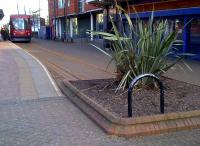 An unusual form of buffer stop at the North Western end of the Midland Metro. Could be a good idea to have a supply of salt water on hand, in case it turns out to be a Triffid.<br><br>[Ken Strachan 16/03/2014]
