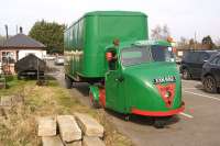 A Scammell tractor and trailer with <i>British Railways Southern Region</i> above the cab windows but just <i>Southern</i> on the trailer parked in the station yard at Toddington on the Gloucestershire Warwickshire Railway on 8 March 2014.<br><br>[John McIntyre 08/03/2014]