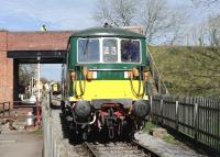 BR Class 73 electro-diesel no E6003 <I>Sir Herbert Walker</I> running round at Blunsdon on 15 March.<br><br>[Peter Todd 15/03/2014]