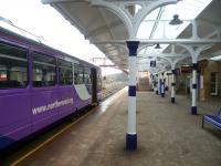 The Northern Rail 10.45 service to Middlesbrough about to get underway from Hexham on 18 March 2014.<br><br>[Bruce McCartney 18/03/2014]