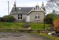 The former GNoSR Agent's house at Dess Station in 2014. The steps took the agent straight to the platform, which can still be clearly seen. Situated between Lumphanan and Aboyne on the Deeside line Dess had only a single platform, located on the up-side. The remote station saw few passengers even in its GNoSR/LNER prime.  <br><br>[Brian Taylor 23/02/2014]