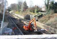 The view south at Eskbank on 19 March 2014. The new Borders Railway station to the south of here will be located less than half a mile beyond the bridge in the background. [See image 46700] <br><br>[John Furnevel 19/03/2014]