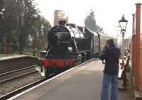 Spotless Stanier 8F no 8274 arrives at Toddington on the Gloucestershire Warwickshire Railway on 8 March 2014, the first day of the 2014 season.<br><br>[John McIntyre 08/03/2014]