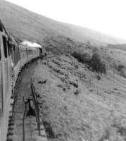 Black 5 plus Standard 5 climbing to Corrour by Loch Treig in May 1961. [Ref query 4203]<br><br>[David Stewart 22/05/1961]