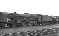 Jubilee 4-6-0 no 45665 <I>Lord Rutherford of Nelson</I> stored awaiting disposal at Corkerhill shed, thought to be in early 1962. [See image 45766] <br><br>[David Stewart //1962]