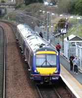 The 11.51 Glenrothes with Thornton - Newcraighall DMU calls at Brunstane on 28 March 2014.<br><br>[John Furnevel 28/03/2014]