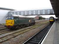 Devon & Cornwall Railway 31452 stands alongside platform 6 at Derby Station on 20 March 2014. Meantime, CrossCountry DMU 170522 boards at that platform with the 13.37 departure to Cardiff Central, ex-Nottingham.<br><br>[David Pesterfield 20/03/2014]