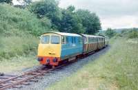 Diesel-hydraulic <i>Merionnydd</i> approaches the eastern terminus at Bala (Penybont) - formerly Bala Lake Halt on the GWR line from Ruabon to Barmouth junction.<br><br>[Colin Miller /07/1981]