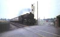 45236 at Lenziemill level crossing on 3 August 1965 with the 1pm Glasgow - Stirling.<br><br>[G W Robin 03/08/1965]