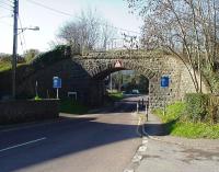 Bridge over the A371, just south of Winscombe Station, North Somerset, where the Cheddar Valley line crossed the A371. The trackbed is now surfaced as the <i>Strawberry Line</i> path.<br>
<br>
<br><br>[John Thorn 02/03/2002]