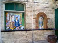 <I>'The Left Luggage Office'</I> and <I>'The Ticket Office'</I> at Knaresborough station, photographed on 19 March 2014. Both works are by popular local artist Peter Kearney.<br><br>[Bruce McCartney 19/03/2014]