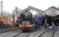 A1 Pacific 60163 <I>Tornado</I> at Didcot on 5 April during the GWS <I>'Big Blue Engine Day'</I>.<br><br>[Peter Todd 05/04/2014]