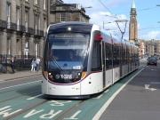 Tram 265 heads west along Atholl Place on 8 April.<br><br>[Bill Roberton 08/04/2014]