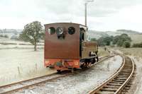 Scene on the Welshpool and Llanfair Light Railway at Sylfaen in July 1979, with recently arrived No 12 <I>Joan</I> in the process of running round.<br><br>[Colin Miller /07/1979]