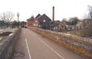 Looking north towards the Stratford-upon-Avon terminus of the Stratford and Moreton Tramway from the bridge over the River Avon on 5 March 2014. [See image 46889]<br><br>[John McIntyre 05/03/2014]