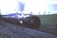80120 brings an East Kilbride branch train under the Thornton Road bridge at Hairmyres in April 1965.<br><br>[G W Robin 15/04/1965]