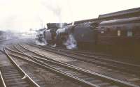 The BR <I>Fifteen Guinea Special</I> at Carlisle on 11 August 1968 behind Black Fives 44781+44871 ready to return south. The special, which ran from Liverpool,  marked the introduction of BR's main line 'steam ban'. [See image 47133]<br><br>[D Walker Collection [Courtesy Bruce McCartney] 11/08/1968]