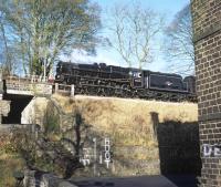 Drifting along at the rear of the second downhill KWVR Santa Special of 30th November 2013 [see image 47004] is Black 5 No. 45305. <br><br>[Bill Jamieson 30/11/2013]