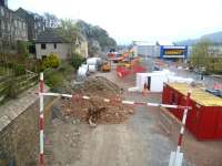 Looking south along Lower Buckholmside, Galashiels, on 22 April with Ladhope Tunnel in the background. <br><br>[Bruce McCartney 22/04/2014]