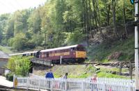 Scene at Norchard High Level on the Dean Forest Railway on a pleasant 5 May 2014. 31466 is preparing to leave the station with a train for Parkend.<br><br>[Peter Todd 05/05/2014]