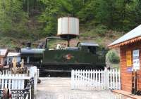 Scene at Norchard in the Forest of Dean on 5 May 2014, with GWR 2-6-2T 5541 taking on water.<br><br>[Peter Todd 05/05/2014]