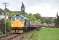 26038 on an SRPS <I>'Thomas'</I> special near the B'oness terminus on 4 May. 62712 <I>Morayshire</I> is on the other end of the train.<br><br>[Bill Roberton 04/05/2014]