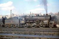 <I>Crab</I> 2-6-0 no 42882 stands in the shed yard at Eastfield in July 1961. <br><br>[John Robin /07/1961]